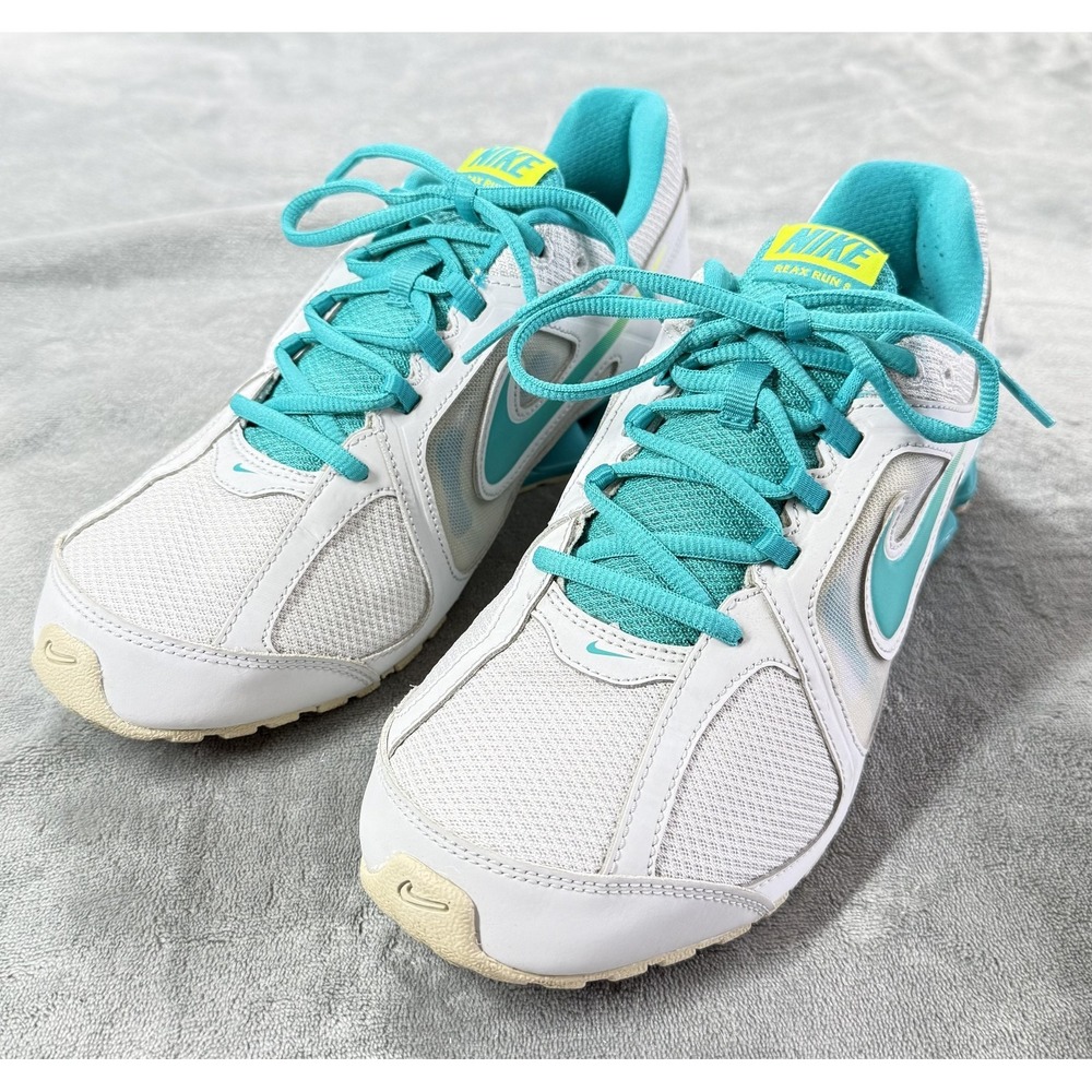 Nike Reax Run 8 Shoes Womens Size 8.5 White Blue Running‎ Sneakers 599562-011